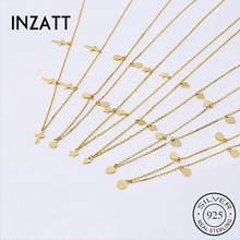 INZATT Real 925 Sterling Silver Geometric Round Star Triangle Cross Waterdrop Choker Necklace For Fashion Women Fine Jewelry 2024 - buy cheap