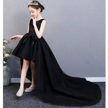 Black Flower Girl Sequins Decoration Dress Trailing Girl Wedding Party Pageant costume Ball Beauty Kids Princess dresses girls 2024 - buy cheap