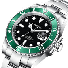 Sub-relógio mecânico clássico nh35 40mm, relógio masculino automático com data de vidro de safira, mostrador preto, azul, verde, moldura de cerâmica 2024 - compre barato