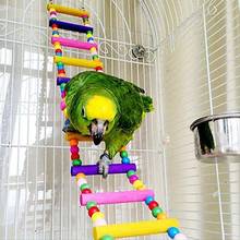 Многоцветная деревянная лестница мост волнистый попугай скалолазание Укус игрушка попугай качели птица игрушка товары для птиц ручной работы 2024 - купить недорого