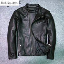 2020 New Fashion Genuine Leather Jacket Men Winter Jacket Male Moto Biker Real Cow Leather Coat Streetwear Clothes LW1465 2024 - buy cheap