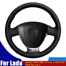 Diy volante do carro capa de couro artificial do plutônio para lada granta 2018-2020 priora 2 2013-2017 2016 2018 kalina 2 trança 2024 - compre barato