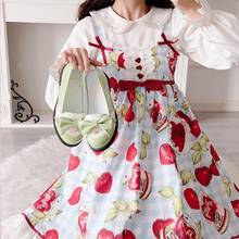 Japanese sweet lolita shoes flat heel kawaii girl retro lace bowknot cosplay shoes comfortable women soft girl shoes loli cos 2024 - buy cheap