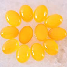 10Pcs 16x12MM Oval Cabochon CAB Beads Natural Stone Gem Yellow Jad No Drilled Hole Bead For DIY Jewelry Making Ring K1550 2024 - buy cheap