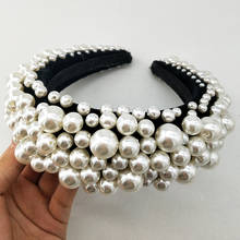 Baroque Hairband Beaded Headband Princess Crown Hair Pearls Big White pearl crown bridal hair accessories bijouterie 2024 - buy cheap