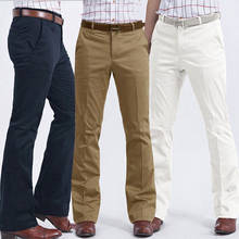 Цвет: белый хаки черный темно-синий серый 2020 мужские деловые повседневные расклешенные брюки тонкие свободные брюки мужские корейские широкие брюки 2024 - купить недорого
