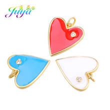 Juya-colgantes esmaltados hechos a mano, amuletos de amor, corazón, Luna, estrella, mal de ojo, para pulsera, collar, pendientes, componentes 2024 - compra barato