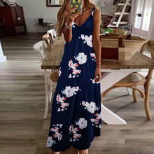 Sleeveless spaghetti strap women dress summer robe beach casual dress women V-neck female vestido flower print woman dresses 2024 - buy cheap