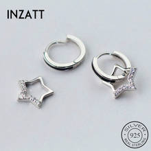 INZATT Real 925 Sterling Silver Cute Zircon Star Hoop Earrings For Women Anniversary Party Romantic Fine Jewelry Accessories 2024 - buy cheap