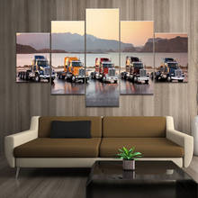 Hd fotos 5 painel de lona caminhão paisagem modular pintura parede cartaz decoração da casa impresso moderna sala estar da lona 2024 - compre barato