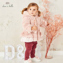 DB15546 dave bella winter baby girls fashion bow solid padded hooded coat children tops infant toddler outerwear 2024 - buy cheap