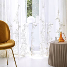 Luxo europeu sheer cortinas para sala de estar quarto princesa branco bordado tule gaze transparente simples voile cortina 2024 - compre barato