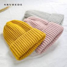 2021 New Winter Solid Color Wool Knit Beanie Women Fashion Casual Hat Warm Female Soft Thicken Hedging Cap Slouchy Bonnet Ski 2024 - buy cheap