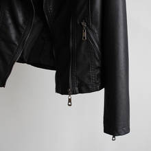 Autumn Spring New PU Leather Jacket Women Faux Soft Leather Short Coat Slim Black Zipper Motorcycle jacket LX1443                    2024 - buy cheap