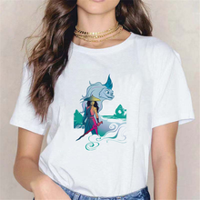 Camisetas con estampado de dibujos animados Raya The Last Dragon Disney, camisetas de manga corta informales blancas con cuello redondo, Tops geniales de princesa de Disney 2024 - compra barato