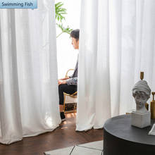 Cortina transparente de gasa de lino y algodón, persiana de tul para balcón, dormitorio, sala de estar, solo pasa la luz 2024 - compra barato