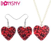 Bonsny, акриловый набор украшений в форме сердца на День Благодарения, ожерелье, серьги, праздничные украшения для женщин, девочек, подарок для подростков 2024 - купить недорого
