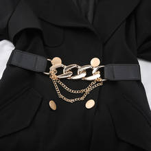 Gold Chain Belt Elastic Metal Buckle Waist Belts For Women Stretch Cummerbunds Ladies Coat Dress Waistband Straps 2024 - buy cheap