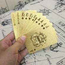 24K oro tarjetas de juego de póquer de la cubierta de la hoja de oro de juego de póquer de plástico magia de tarjetas a prueba de agua magia tablero de juegos de azar juego 2024 - compra barato