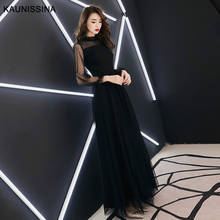 Kaunissina preto vestidos de noite das mulheres vestidos de festa longos de manga comprida até o chão elegante vestidos formais longos vestido de baile 2024 - compre barato