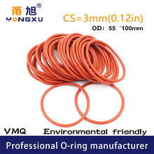Red Silicon O-ring Silicone/VMQ CS3mm Thickness OD55/60/65/70/75/80/85/90/95/100*3mm O Ring Seal Rubber Gasket Washer Rings 2024 - buy cheap
