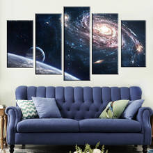 Imágenes impresas en HD para sala de estar, decoración del hogar, 5 paneles, universo, Vía Láctea, nebulosa, marco de carteles de arte de pared moderno 2024 - compra barato