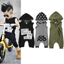 Toddler Infant Baby Boys Sleeveless Hooded Romper Jumpsuit Solid Cotton Casual Summer Baby Boys Clothing 0-24M 2024 - buy cheap