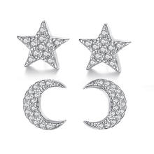 ELESHE 925 Sterling Silver Fashion Earrings Cubic Zirconia Stars Moon Earrings for Women Wedding Jewelry Valentine's Day Gift 2024 - buy cheap