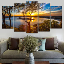 Póster de paisaje de atardecer y Lago, Impresión de lienzo, decoración moderna del hogar, pintura abstracta de Arte de pared, imagen de decoración nórdica para sala de estar 2024 - compra barato