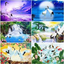 DIY 5D Diamond Painting Crane Diamond Embroidery Waterfall Cross Stitch Mosaic Rhinestones Picture Full Round Drill Home Decor 2024 - buy cheap