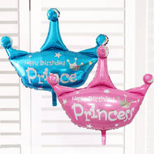Balão de hidrogênio para decoração de festa, coroa de princesa rosa de príncipe e azul, decoração de festa de aniversário com folha de alumínio 2024 - compre barato