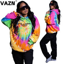 Vazn 2020 alta qualidade de rua jovens diário cor casual designer com capuz manga cheia mulher natureza solta longo hoodies 2024 - compre barato