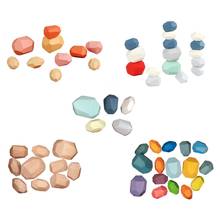 Wooden Colored Rocks Stone Balance Building Blocks Puzzle Set Game Educational Board table Game Toy Innovative Gift For Kids 2024 - buy cheap