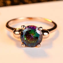 Anillo de circonia verde oscuro para mujer, sortija de Metal con cristales de arcoíris a la moda, conjunto de regalo de circonita colorida, anillo de fiesta, regalo de joyería 2024 - compra barato