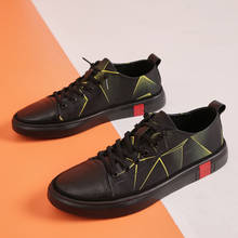 Мужские кроссовки на шнурках, черные кроссовки с рисунком из натуральной кожи ручной работы 2024 - купить недорого
