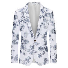 Пиджак мужской с принтом на одной пуговице, пальто для свадебной вечеринки, смокинг, белый, 3xl 2024 - купить недорого