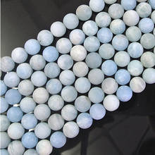 6-12mm Natural Blue Aquamarines Stone Beads Round Matte Frosted Loose DIY Beads For Jewelry Making beads Accessories 15'' Women 2024 - buy cheap