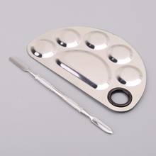 Stainless Steel Paint Palette Tray Mixing Rod Spatula Set For Nail Art Supply School Supplies Watercolor Oil Painting Makeup 2024 - buy cheap