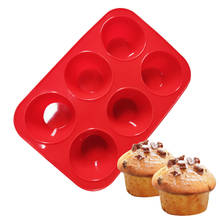 Teyaao assadeira de silicone com 6 buracos, metal antiaderente com silicone 6 copos bandeja para bolo, mousses, confeitaria de bolos 2024 - compre barato