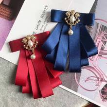 Women Shirt Layer Ribbon Bow Ties Cravat Lady Elastic Strap Clip Pins Wedding Party Alloy Bling Rhinestone Necktie Chic Bowtie 2024 - buy cheap