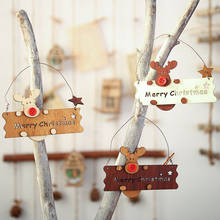 Christmas tree Decorations Wooden Hollow Letters Elk Pendant English Letter Card milu deer Ornaments Wooden Door Hanging navidad 2024 - buy cheap