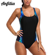 Anfilia One Piece Women Sports Swimsuit Patchwork Athlete Bathing Suit Colorblock Swimwear Backless Beach Wear 2024 - buy cheap