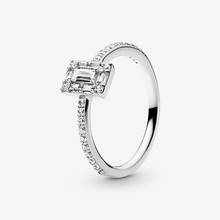 2021 New 100% 925 Sterling Silver Women Rings CZ Square Ring Sparkling Square Halo Rings for Women DIY Anniversary Jewelry 2024 - buy cheap
