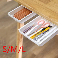 Bandeja de lápices autoadhesiva para debajo del escritorio, organizador de mesa, cajas de almacenamiento, soporte autoadhesivo 2024 - compra barato