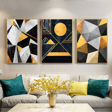 Pintura geométrica abstrata em tela, posteres e impressões, arte de parede, imagens de arte dourada de luxo moderna para decoração de sala de estar 2024 - compre barato