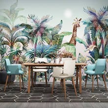 Custom 3D Mural Wallpaper Plant Forest Banana Leaf Giraffe Photo Wall Painting Living Room Children Room Bedroom Papel De Parede 2024 - buy cheap