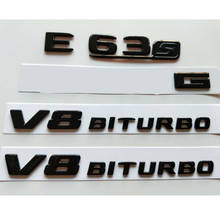 Emblemas para mercedes benz w212, w213, e63s, v8 bitelero, todos os emblemas pretos brilhantes 2024 - compre barato