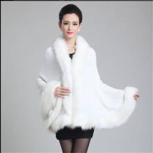 Casaco feminino de lã caxemira com gola pele falsa de raposa, poncho com capas de malha, casaco, outono e inverno 2021 2024 - compre barato