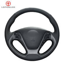 LQTENLEO Black Genuine Leather Car Steering Wheel Cover for Kia K3 2013 Kia K2 2015 Kia Ceed Cee'd 2013 2014 Kia Cerato 2024 - buy cheap