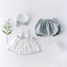 2020 Summer Baby Girls Suits Cotton Kids Outfits Children Clothing Set Newborn Girls Tops + Shorts+Headband Toddler Clothes 0-2Y 2024 - buy cheap